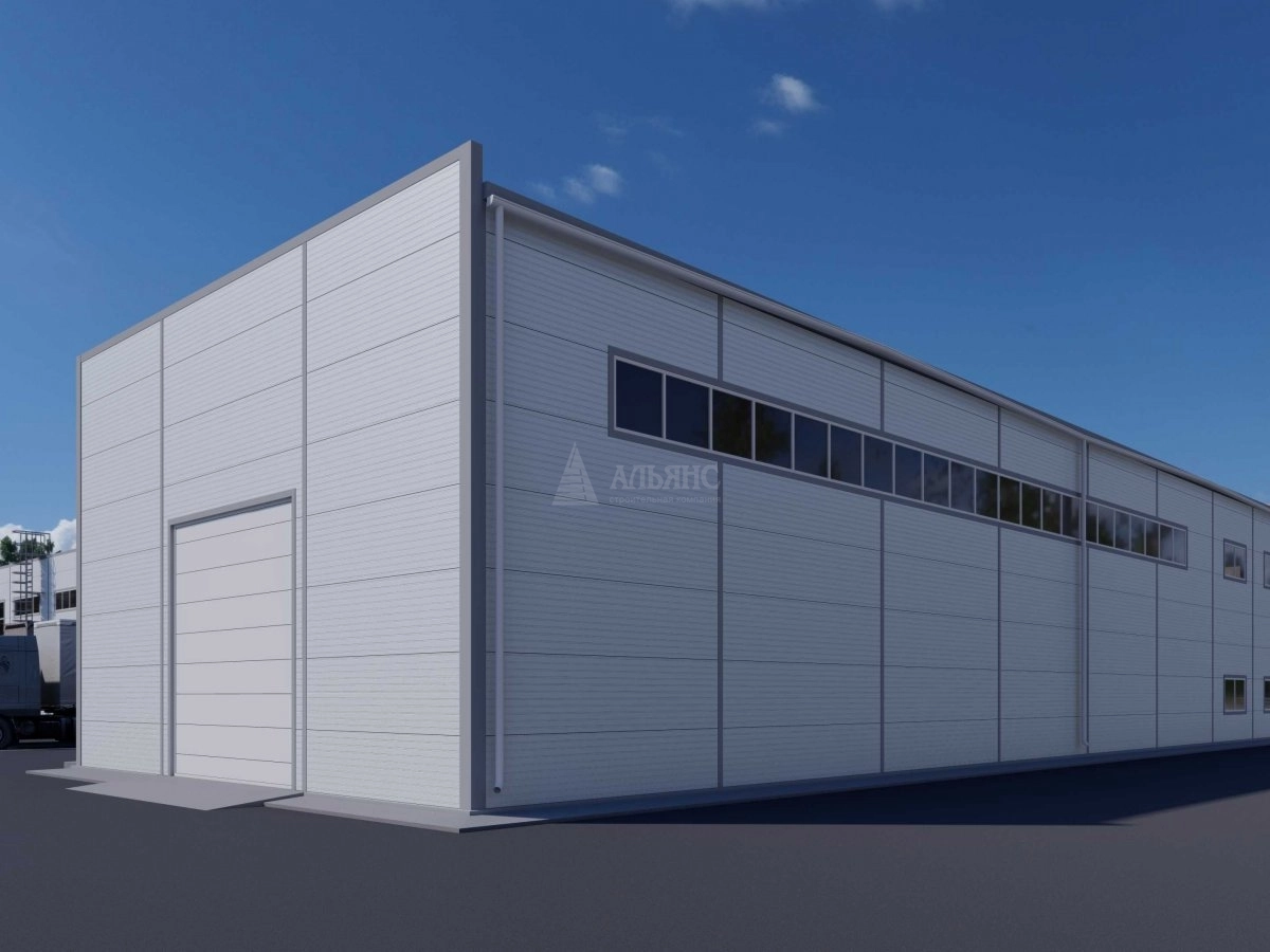 3D визуализация Склад с АБК из сэндвич панелей - фото 2