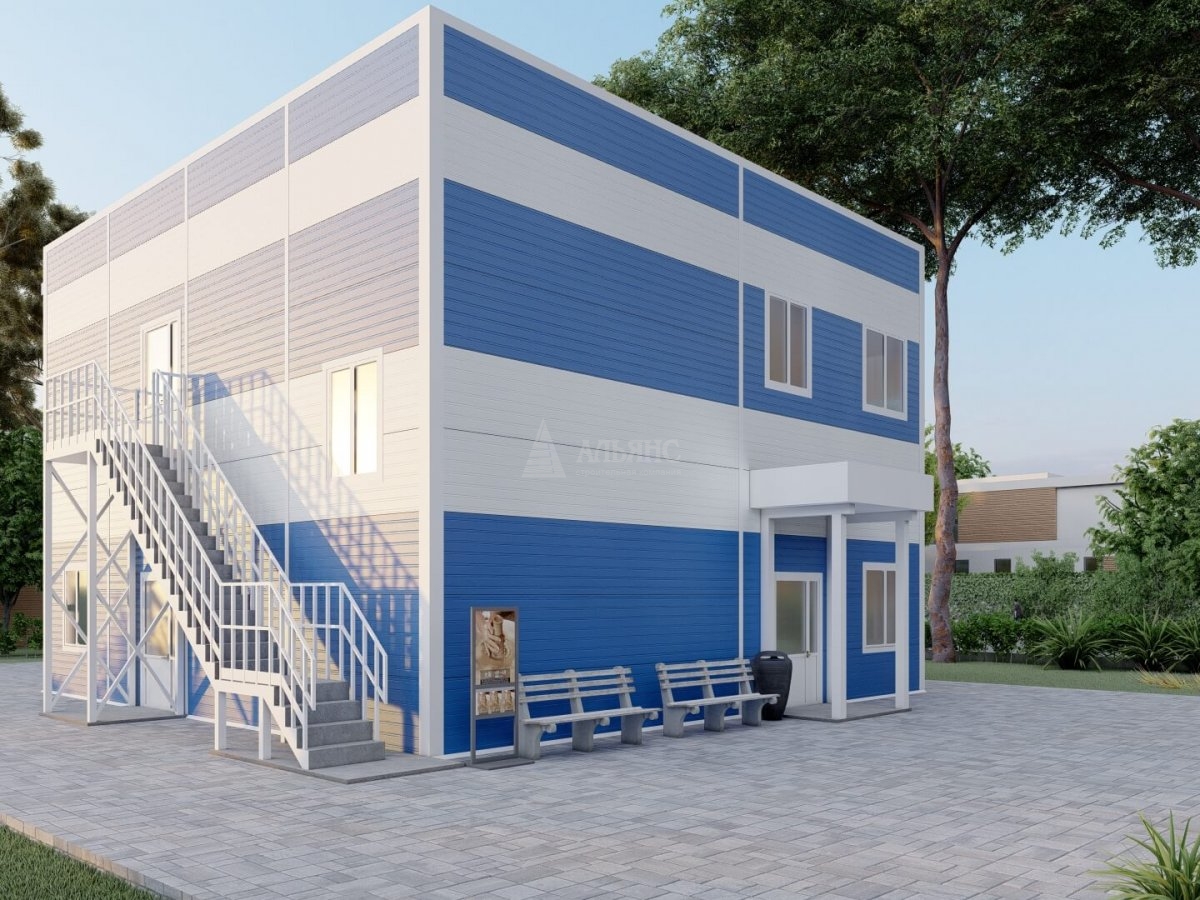 3D визуализация Офисное здание из сэндвич-панелей - фото 2